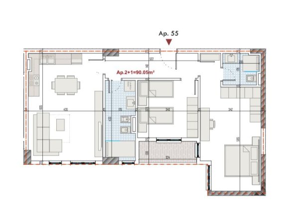 Tirane, shitet apartament 2+1 Kati 6, 104 m² 124.812 € (Paskuqan)