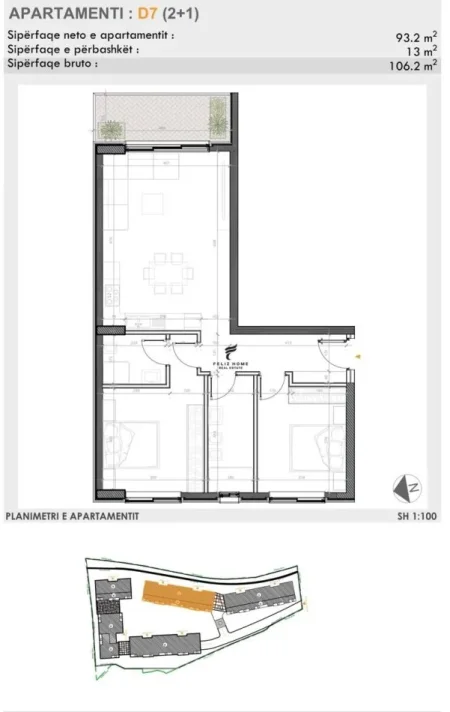 Tirane, shitet apartament 2+1 Kati 2, 106 m² 212.400 € (TEG)