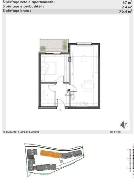 Tirane, shitet apartament 1+1 Kati 2, 76 m² 152.800 € (TEG)