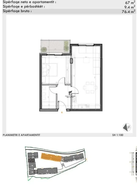 Tirane, shitet apartament 1+1 Kati 2, 76 m² 152.800 € (TEG)