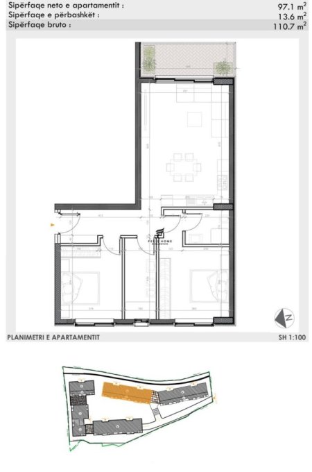 Tirane, shitet apartament 2+1 Kati 2, 110 m² 221.400 € (TEG)