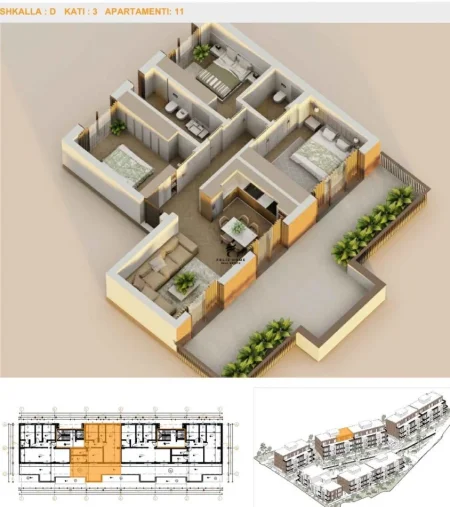 Tirane, shitet apartament 3+1 Kati 3, 117 m² 278.300 € (TEG)