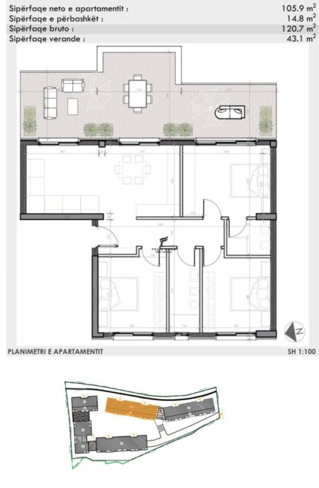 Tirane, shitet apartament 3+1 Kati 3, 120 m² 284.500 € (TEG)