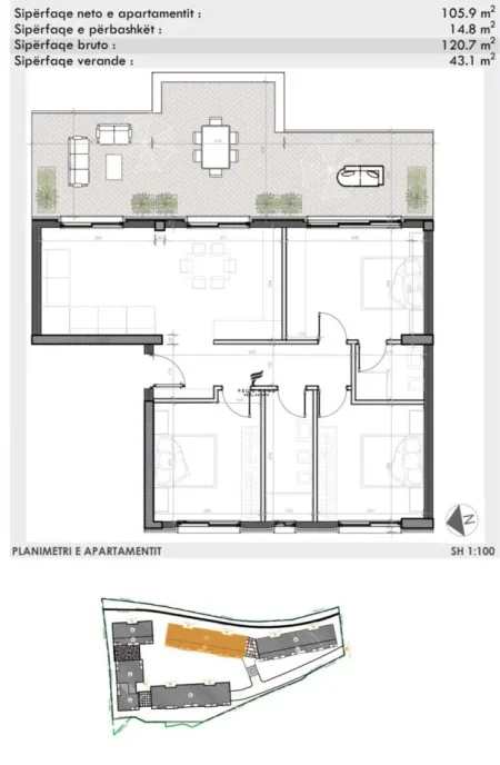 Tirane, shitet apartament 3+1 Kati 3, 120 m² 284.500 € (TEG)