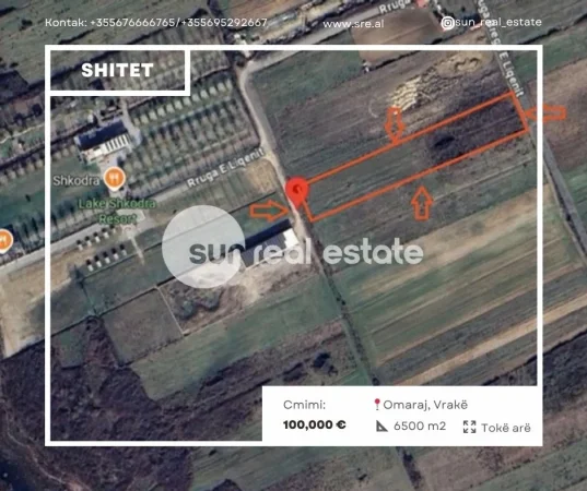 Shkoder, shitet toke , 6.500 m² 100.000 € (VRAKE)