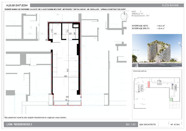 Tirane, shitet garsonier 1+1 Kati 7, 53 m² 112.140 €