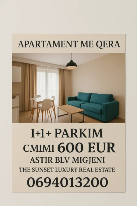 Shqiperi, jepet me qera apartament 1+1+Ballkon Kati 3, 55 m² 600 € (Blv Migjeni + parkim)