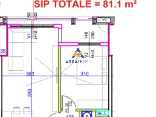 Tirane, shitet apartament 1+1+Ballkon Kati 2, 82 m²