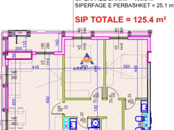 Shqiperi, shitet 2+1 Kati 6, 125 m²