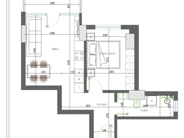 Tirane, shitet apartament 1+1 Kati 7, 60 m² 93.000 € 