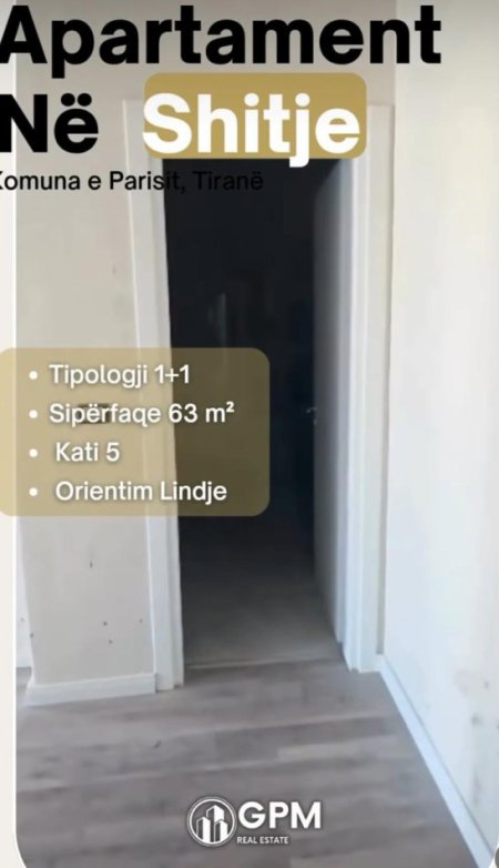 Tirane, shitet apartament 1+1 Kati 5, 63 m² 177.000 €