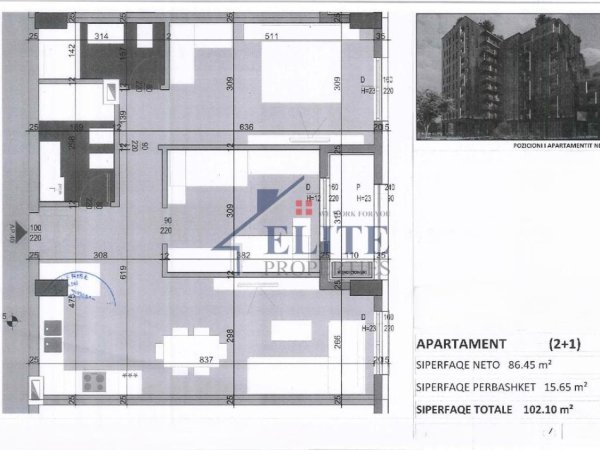 Tirane, shitet apartament 2+1+Ballkon Kati 8, 102 m² 183.780 € (Bulevardi Bajram Curri)