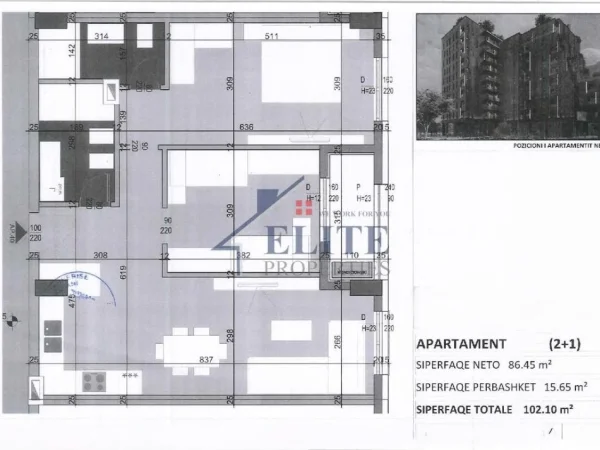 Tirane, shitet apartament 2+1+Ballkon Kati 8, 102 m² 183.780 € (Bulevardi Bajram Curri)