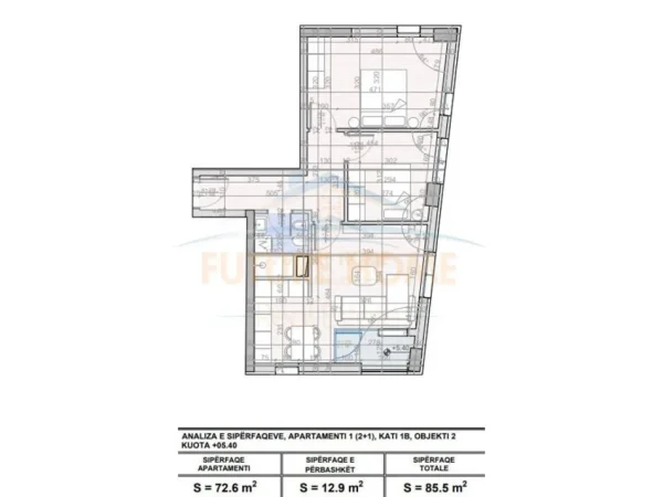 Tirane, shitet apartament 2+1+Ballkon Kati 5, 86 m² 135.700 € (Unaza e re)