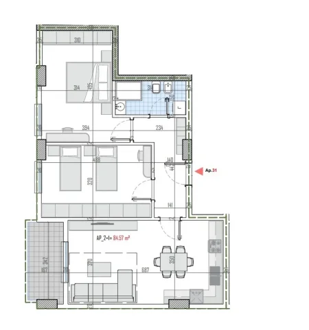 Tirane, shes apartament 2+1+Ballkon Kati 4, 99 m² 90.000 € (Green Residence, Kamez)
