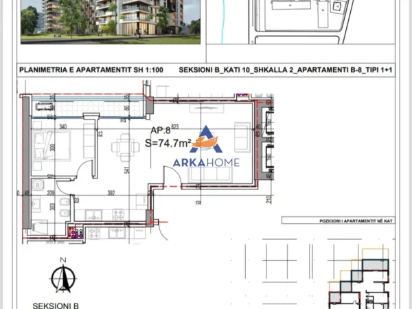 Vlore, shitet apartament 1+1+Ballkon Kati 10, 87 m² 254.910 € 