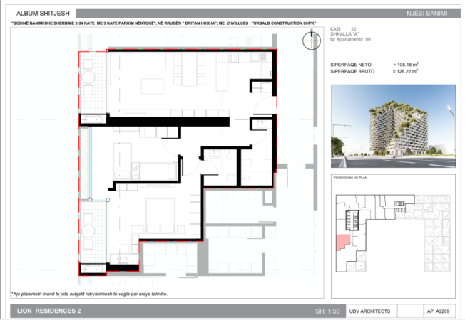 Tirane, shitet apartament 3+1 Kati 21, 290.306 € (Rruga Dritan Hoxha)