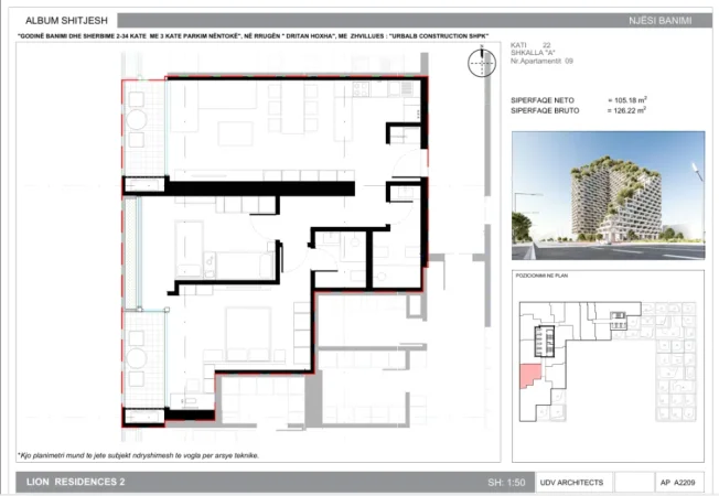 Tirane, shitet apartament 3+1 Kati 21, 290.306 € (Rruga Dritan Hoxha)