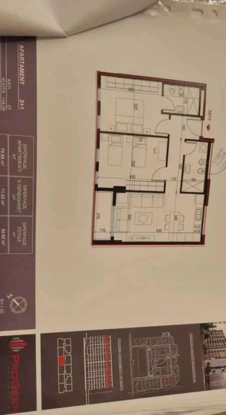 Tirane, shes apartament 2+1+Ballkon Kati 7, 91 m² 98.000 € (Autostrada TR-DR)