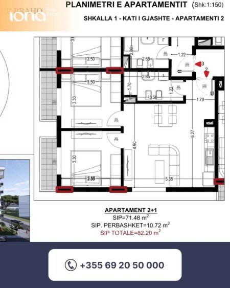 Golem, shitet apartament 1+1 , 59 m² 70.240 € 