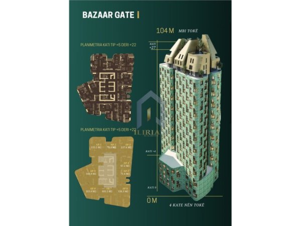 Tirane, shitet apartament 1+1+Ballkon Kati 11, 75 m² 271.080 € (Qender)