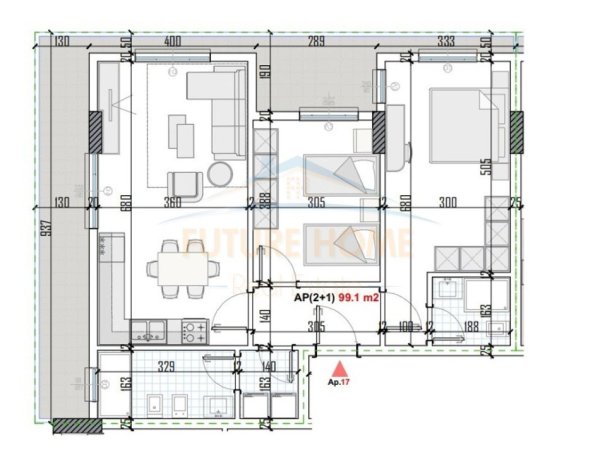Tirane, shitet apartament 2+1 Kati 4, 116 m² 110.620 € 