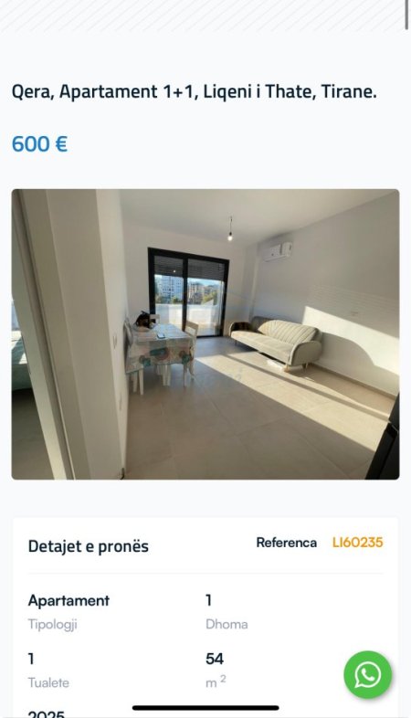 Tirane, jepet me qera apartament 1+1+Ballkon Kati 3, 54 m² 600 € (Met Invest)