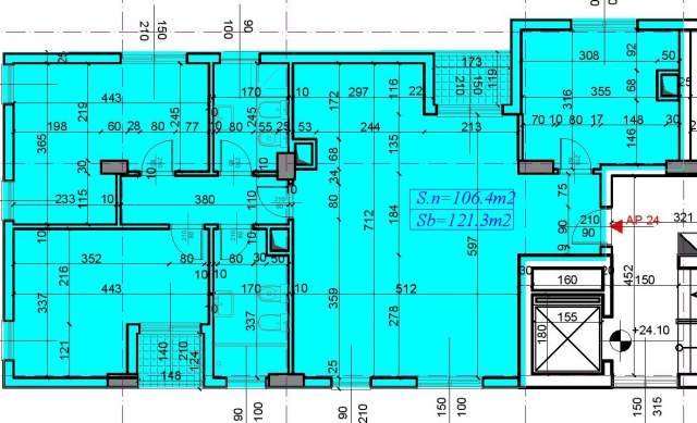Tirane, shitet apartament 3+1+BLK Kati 8, 121 m² 194.080 Euro (Rruga e Dibres)