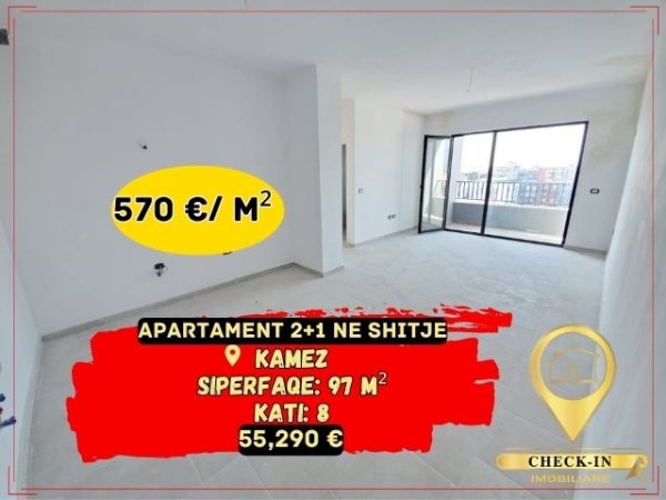 Tirane, shitet apartament 2+1+A+BLK Kati 8, 97 m² 55.290 Euro (Kamez)