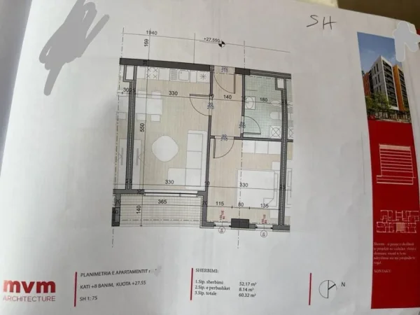 Tirane, shitet apartament 1+1 , 60 m² 93.000 € (Fusha e Aviacionit)