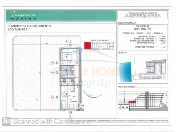 Durres, shitet apartament 1+1 Kati 1, 61 m² 203.600 € (Kompleksi Turquoise Marina, Hamallaj.)