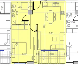 Tirane, shitet apartament 1+1+Ballkon Kati 8, 76 m² 95.625 € (Color Splash Residence, Paskuqan)