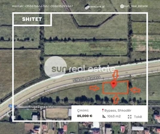 Shkoder, shitet toke , 1.063 m² 85.000 € (BYPASS, SHKODER)