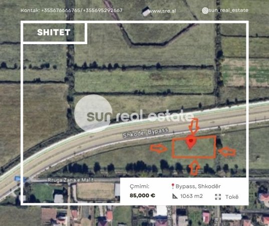Shkoder, shitet toke , 1.063 m² 85.000 € (BYPASS, SHKODER)