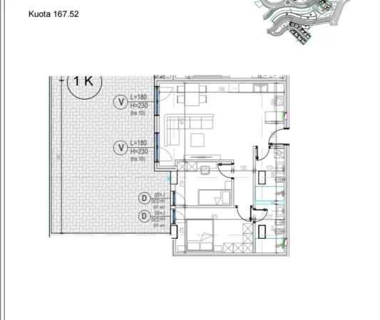 OKAZION Tirane, shitet apartament 2+1+Verande Kati 1, 163 m² 165.000 € (Rezidenca kodra e diellit)