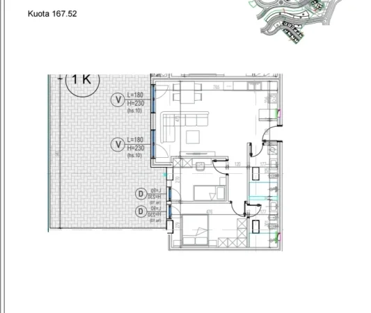 OKAZION Tirane, shitet apartament 2+1+Verande Kati 1, 163 m² 165.000 € (Rezidenca kodra e diellit)