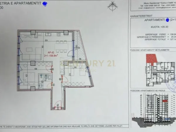 Tirane, shes apartament 2+1+Aneks+Ballkon Kati 7, 127 m² 209.715 € 