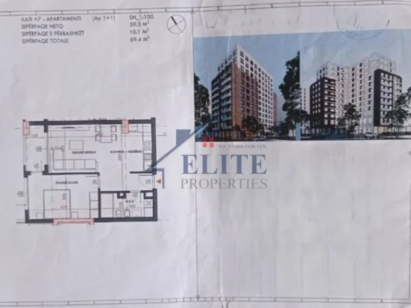 Tirane, shitet apartament 1+1+Ballkon Kati 7, 69 m² 107.570 € (Rruga Benjamin Kruta)