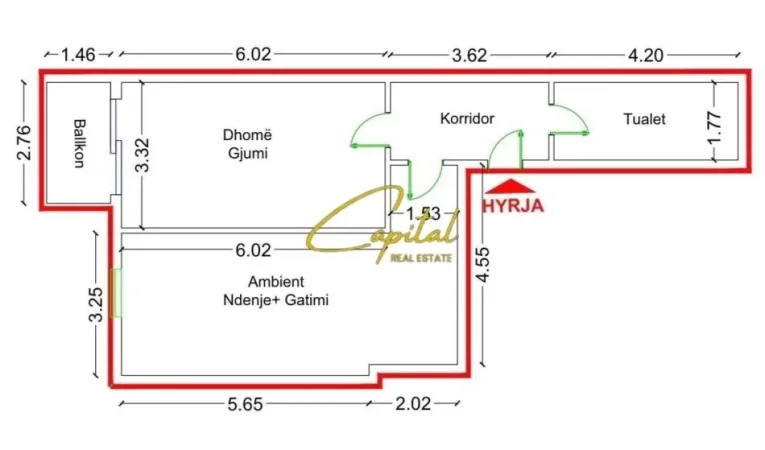 Tirane, shitet apartament 1+1 Kati 1, 82 m² 102.000 € (FRESKU)