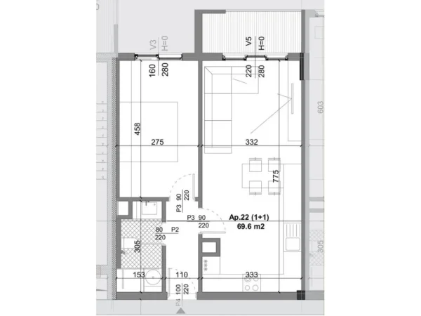 Tirane, shitet apartament 1+1 Kati 4, 70 m² 62.640 € (Kamez)