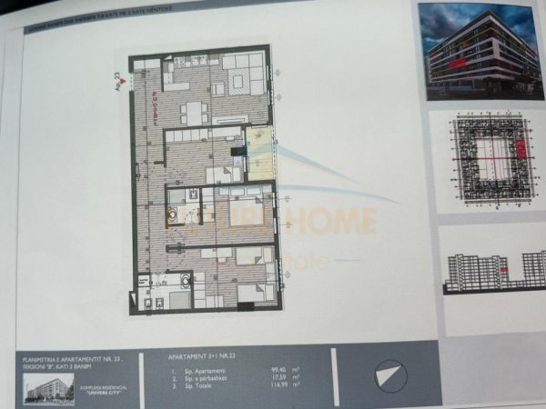 Tirane, shitet apartament 3+1+Aneks+Ballkon Kati 3, 117 m² 137.840 € (Univers City, QTU)