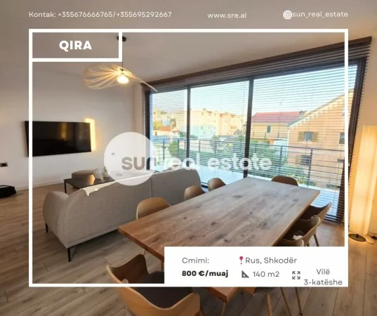 Shkoder, jepet me qera Vile 3 Katshe Kati 2, 140 m² 800 € (RUS, SHKODER)