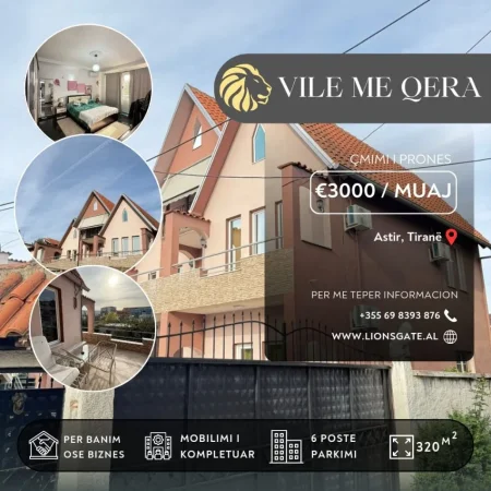 Tirane, jepet me qera Vile 3+1+Ballkon Kati 3, 320 m² 3.000 € 