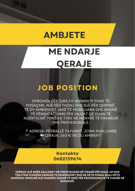 Tirane, ndarje qeraje ambjent biznesi Kati 2, 260 € (Shallvaret perball tajvanit)