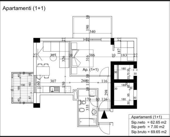 Tirane, shitet apartament 1+1+Ballkon Kati 7, 70 m² 145.000 € (Xhamllik)