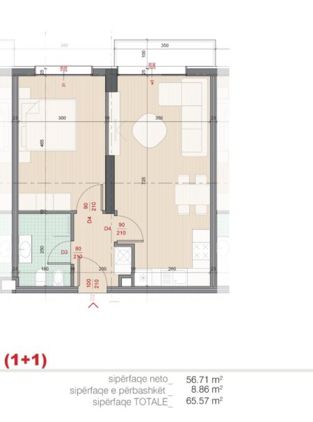 Tirane, shitet apartament 1+1+Aneks+Ballkon Kati 8, 66 m² 92.000 € (ish fusha e aviacionit)