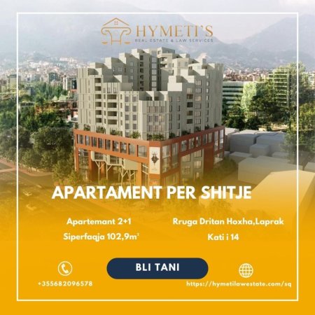 Tirane, shitet apartament 2+1 Kati 14, 103 m² (Rruga Dritan Hoxha)