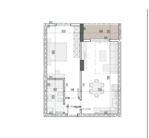 Tirane, shitet apartament 1+1+Ballkon Kati 3, 73 m² 91.550 € (Tirana View Residence)
