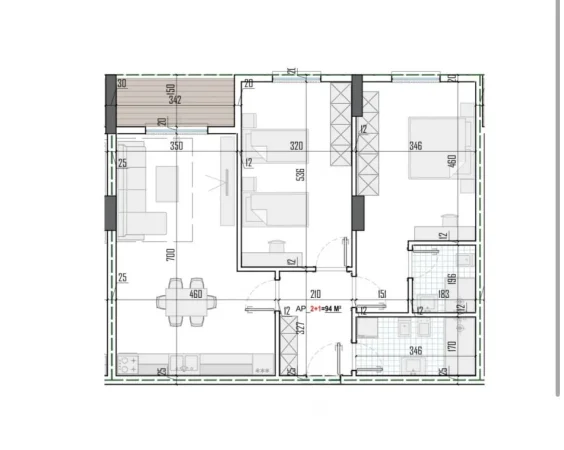 Tirane, shitet apartament 2+1+Ballkon Kati 3, 110 m² 137.475 € (Tirana View Residence)