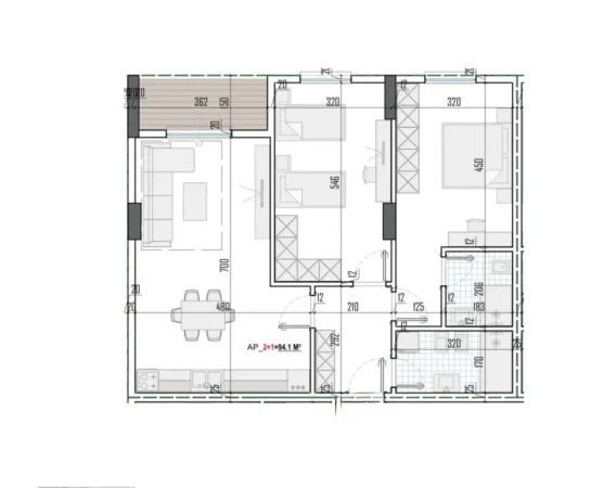 Tirane, shitet apartament 2+1+Ballkon Kati 2, 110 m² 137.625 € (Tirana View Residence)